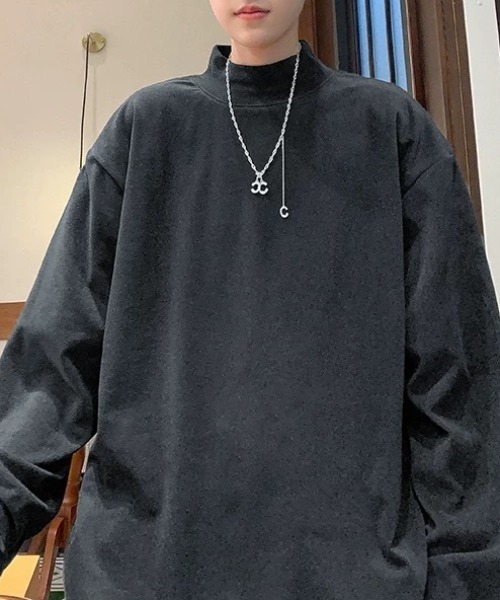CELENA BEATS(セレナビーツ)の「オーバーサイズ モックネック ロング Tシャツ(Tシャツ/カットソー・メンズ・ホワイト/ブラック/グレー・M/L)」の9枚目の写真