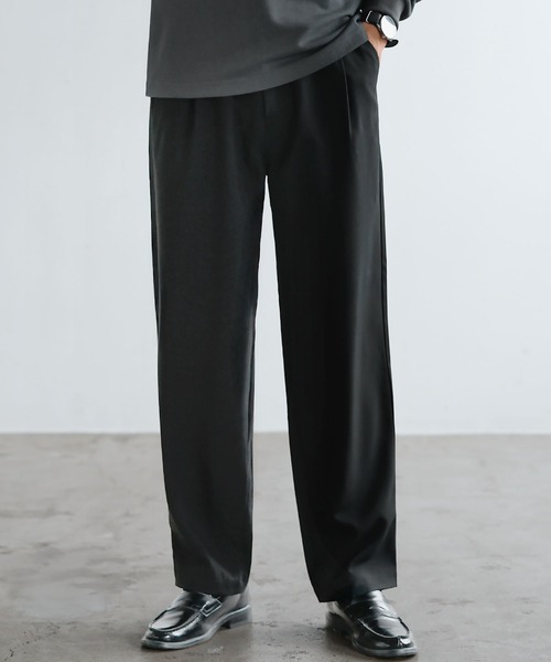 セール】防シワ・ストレッチ/スリムテーパードワンタック