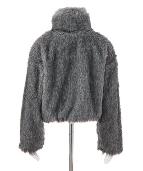 セール】フロントジップスタンドカラーエコファーコート（ブルゾン