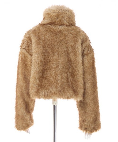 セール】フロントジップスタンドカラーエコファーコート（ブルゾン