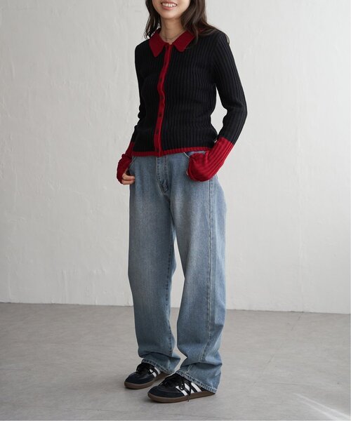 VENCEEXCHANGE(ヴァンスエクスチェンジ)の「バルキー7G配色ポロカーディガン(カーディガン/ボレロ・レディース・ブラック/ブラウン/グレー・FREE)」の8枚目の写真