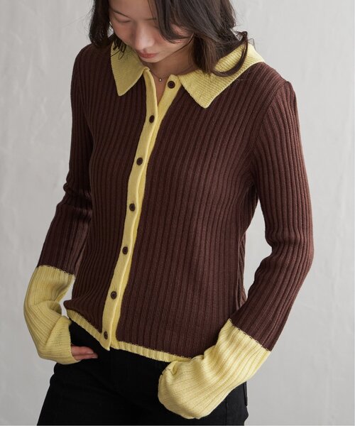 VENCEEXCHANGE(ヴァンスエクスチェンジ)の「バルキー7G配色ポロカーディガン(カーディガン/ボレロ・レディース・ブラック/ブラウン/グレー・FREE)」の9枚目の写真