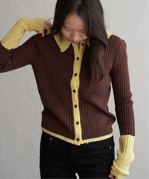 VENCEEXCHANGE(ヴァンスエクスチェンジ)の「バルキー7G配色ポロカーディガン(カーディガン/ボレロ・レディース・ブラック/ブラウン/グレー・FREE)」の10枚目の写真