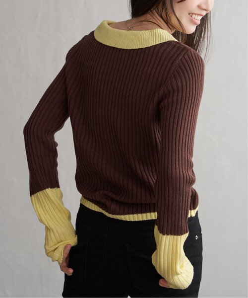 VENCEEXCHANGE(ヴァンスエクスチェンジ)の「バルキー7G配色ポロカーディガン(カーディガン/ボレロ・レディース・ブラック/ブラウン/グレー・FREE)」の11枚目の写真