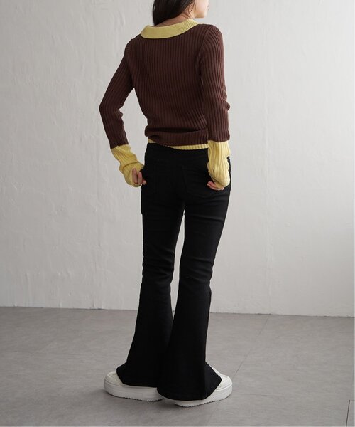 VENCEEXCHANGE(ヴァンスエクスチェンジ)の「バルキー7G配色ポロカーディガン(カーディガン/ボレロ・レディース・ブラック/ブラウン/グレー・FREE)」の14枚目の写真