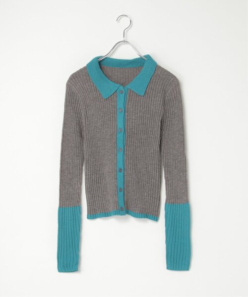 VENCEEXCHANGE(ヴァンスエクスチェンジ)の「バルキー7G配色ポロカーディガン(カーディガン/ボレロ・レディース・ブラック/ブラウン/グレー・FREE)」の15枚目の写真