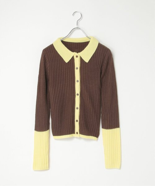 VENCEEXCHANGE(ヴァンスエクスチェンジ)の「バルキー7G配色ポロカーディガン(カーディガン/ボレロ・レディース・ブラック/ブラウン/グレー・FREE)」の16枚目の写真