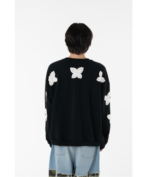 DISCOVERED（ディスカバード）の「BUTTERFLY CROCHET SWEAT（スウェット・メンズ・グレー/ブラック・SMALL/LARGE）」の5枚目の写真
