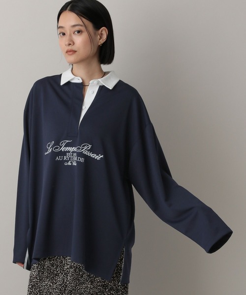 A part by（アパートバイ）の「ラガーシャツ（Tシャツ/カットソー・レディース・ネイビー/キャメル・FREE）」の5枚目の写真