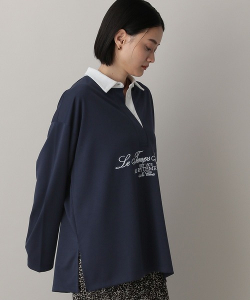 A part by（アパートバイ）の「ラガーシャツ（Tシャツ/カットソー・レディース・ネイビー/キャメル・FREE）」の7枚目の写真