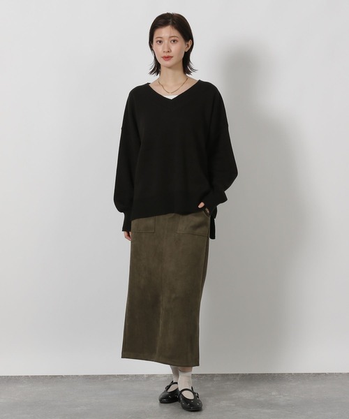 LAKOLE（ラコレ）の「＜着丈が選べる＞スエードポンチベイカースカート / 602341（スカート・レディース・モカ/カーキ/グレー・MEDIUM/LARGE）」の6枚目の写真