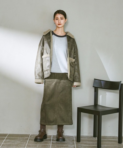 LAKOLE（ラコレ）の「＜着丈が選べる＞スエードポンチベイカースカート / 602341（スカート・レディース・モカ/カーキ/グレー・MEDIUM/LARGE）」の20枚目の写真