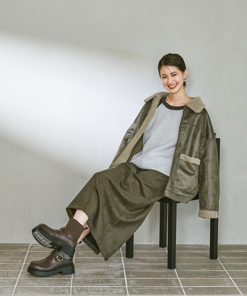 LAKOLE（ラコレ）の「＜着丈が選べる＞スエードポンチベイカースカート / 602341（スカート・レディース・モカ/カーキ/グレー・MEDIUM/LARGE）」の21枚目の写真