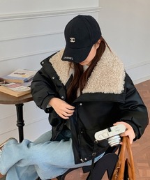 フェイクレザー 衿裏ボア ブルゾン