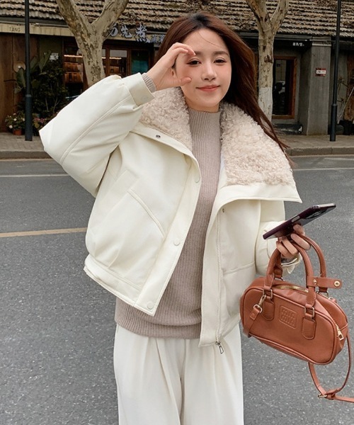 セール】フェイクレザー 衿裏ボア ブルゾン（ブルゾン）｜Ritzy