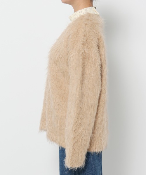 mysty woman（ミスティウーマン）の「接結シャギーニットカーディガン 603611（カーディガン/ボレロ・レディース・ベージュ/グレー/アイボリー・FREE）」の8枚目の写真