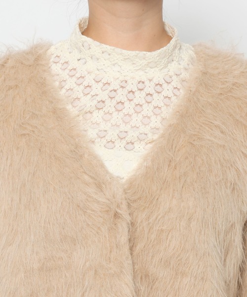 mysty woman（ミスティウーマン）の「接結シャギーニットカーディガン 603611（カーディガン/ボレロ・レディース・ベージュ/グレー/アイボリー・FREE）」の11枚目の写真