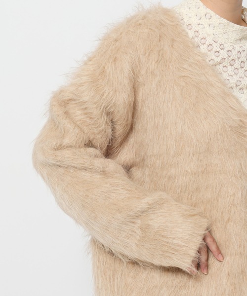 mysty woman（ミスティウーマン）の「接結シャギーニットカーディガン 603611（カーディガン/ボレロ・レディース・ベージュ/グレー/アイボリー・FREE）」の12枚目の写真