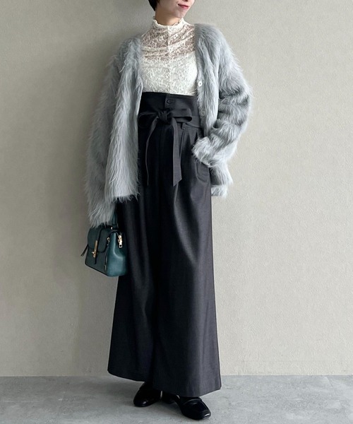 mysty woman（ミスティウーマン）の「接結シャギーニットカーディガン 603611（カーディガン/ボレロ・レディース・ベージュ/グレー/アイボリー・FREE）」の22枚目の写真