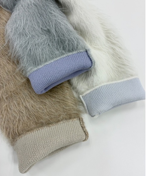 mysty woman（ミスティウーマン）の「接結シャギーニットカーディガン 603611（カーディガン/ボレロ・レディース・ベージュ/グレー/アイボリー・FREE）」の19枚目の写真