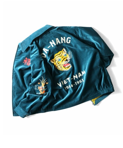 希少旧タグ✨ メンズL ベトジャン HOUSTON 虎 地図 MAP ブラック