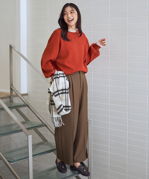 ANY（エニィ）の「ウールマフラー（マフラー・レディース・スカイブルー系3/ライトイエロー系3/レッド系3/アイボリー系3・F）」の7枚目の写真