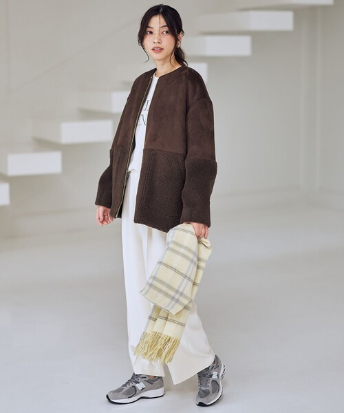 ANY（エニィ）の「ウールマフラー（マフラー・レディース・スカイブルー系3/ライトイエロー系3/レッド系3/アイボリー系3・F）」の5枚目の写真