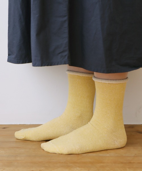 TAWARA（タワラ）の「【1P】肌側シルク ゴムなしクルーソックス（ソックス/靴下・レディース・ブラウン/レンガ/イエロー/ブルー・S）」の3枚目の写真