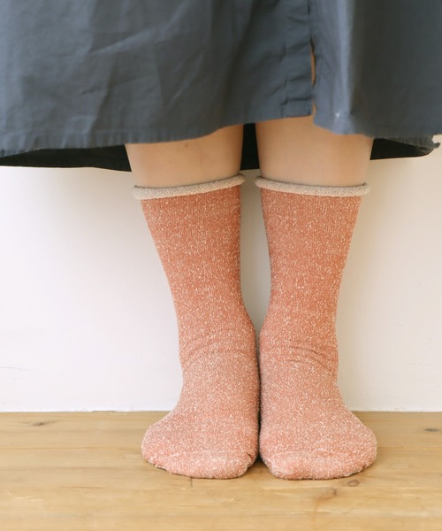 TAWARA（タワラ）の「【1P】肌側シルク ゴムなしクルーソックス（ソックス/靴下・レディース・ブラウン/レンガ/イエロー/ブルー・S）」の4枚目の写真