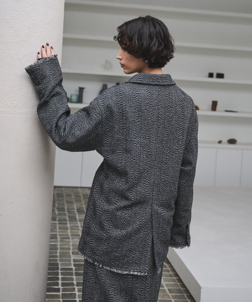 AIC.（エーアイシー）の「アシンメトリーツイードテーラードジャケット/セットアップ可能（テーラードジャケット・レディース・ブラウン/ブラック・FREE）」の9枚目の写真