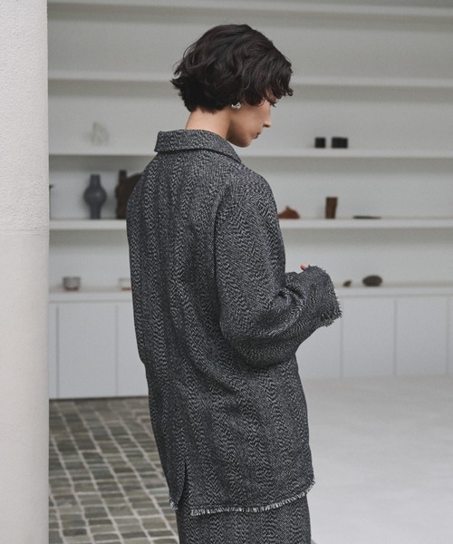 AIC.（エーアイシー）の「アシンメトリーツイードテーラードジャケット/セットアップ可能（テーラードジャケット・レディース・ブラウン/ブラック・FREE）」の10枚目の写真