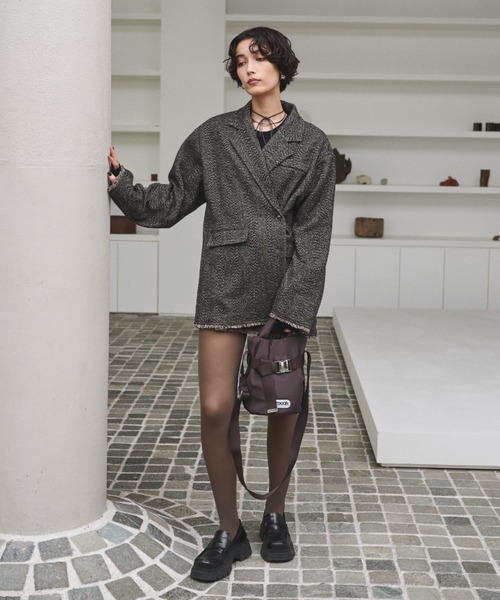 セール】アシンメトリーツイードテーラードジャケット/セットアップ