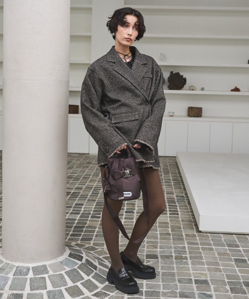 セール】アシンメトリーツイードテーラードジャケット/セットアップ