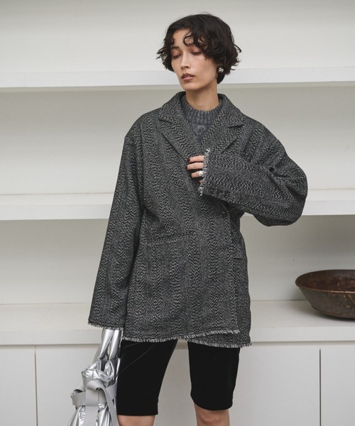 AIC.（エーアイシー）の「アシンメトリーツイードテーラードジャケット/セットアップ可能（テーラードジャケット・レディース・ブラウン/ブラック・FREE）」の16枚目の写真