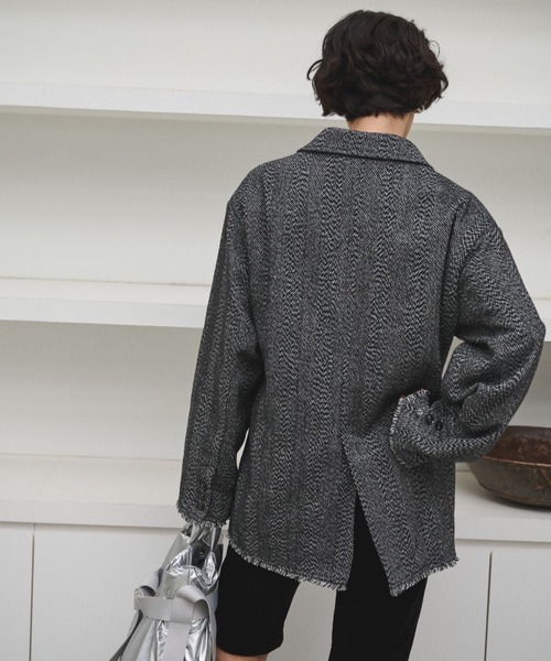 AIC.（エーアイシー）の「アシンメトリーツイードテーラードジャケット/セットアップ可能（テーラードジャケット・レディース・ブラウン/ブラック・FREE）」の18枚目の写真