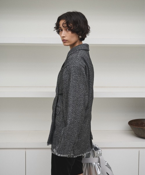 AIC.（エーアイシー）の「アシンメトリーツイードテーラードジャケット/セットアップ可能（テーラードジャケット・レディース・ブラウン/ブラック・FREE）」の17枚目の写真