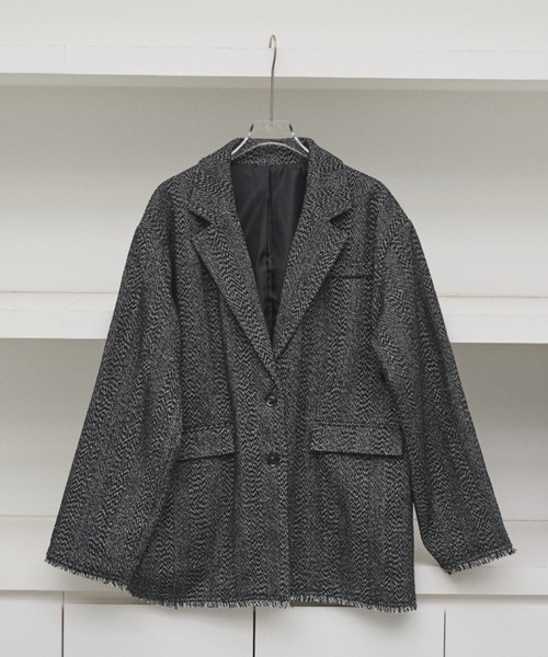 AIC.（エーアイシー）の「アシンメトリーツイードテーラードジャケット/セットアップ可能（テーラードジャケット・レディース・ブラウン/ブラック・FREE）」の5枚目の写真