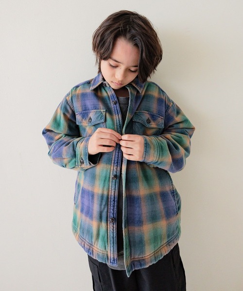 BAYFLOW（ベイフロー）の「[軽くて柔らか♪]ヴィンテージボアシャツ(KIDS)（シャツ/ブラウス・キッズ・ブルー/レッド・110cm/120cm/130cm/140cm/150cm）」の2枚目の写真