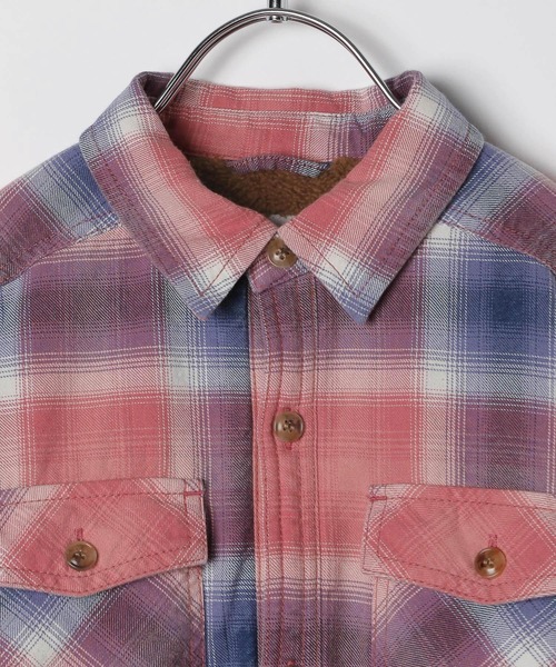BAYFLOW（ベイフロー）の「[軽くて柔らか♪]ヴィンテージボアシャツ(KIDS)（シャツ/ブラウス・キッズ・ブルー/レッド・110cm/120cm/130cm/140cm/150cm）」の4枚目の写真