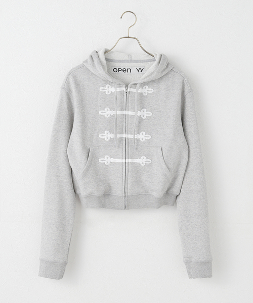 U by SPICK&SPAN(ユーバイスピックアンドスパン)の「OPEN YY/オープンワイワイ LOOP BUTTON EFFECT HOODIE(パーカー・レディース・ライトグレー・MEDIUM)」の1枚目の写真