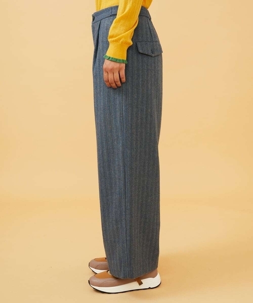 Jocomomola(ホコモモラ)の「Huellas de aves へリンボーンワイドストレートパンツ(その他パンツ・レディース・ブルー/ベージュ・40/42)」の5枚目の写真