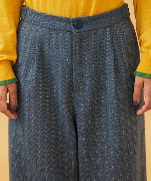 Jocomomola(ホコモモラ)の「Huellas de aves へリンボーンワイドストレートパンツ(その他パンツ・レディース・ブルー/ベージュ・40/42)」の7枚目の写真