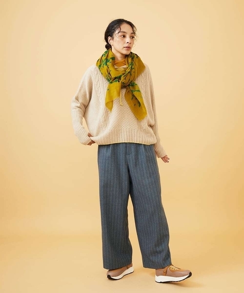 Jocomomola(ホコモモラ)の「Huellas de aves へリンボーンワイドストレートパンツ(その他パンツ・レディース・ブルー/ベージュ・40/42)」の15枚目の写真