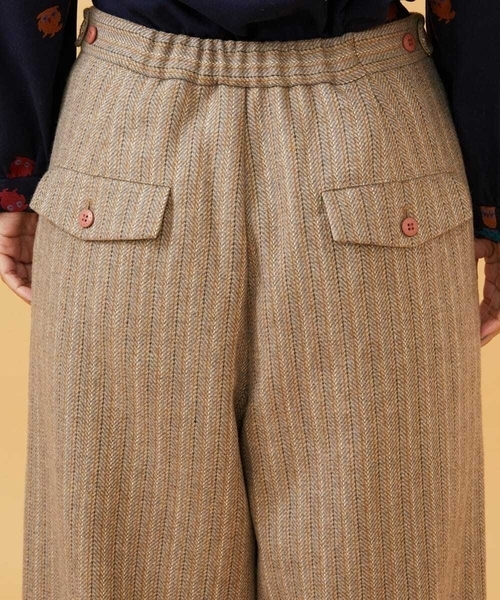 Jocomomola(ホコモモラ)の「Huellas de aves へリンボーンワイドストレートパンツ(その他パンツ・レディース・ブルー/ベージュ・40/42)」の17枚目の写真