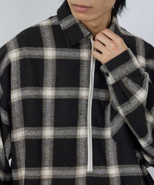 NAVY（ネイビー）の「nAvy ハーフZIPオンブレチェックネルシャツ（シャツ/ブラウス・メンズ・ブラウン/ブラック/ネイビー・XL/L/M/S）」の11枚目の写真