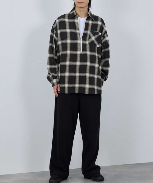 NAVY（ネイビー）の「nAvy ハーフZIPオンブレチェックネルシャツ（シャツ/ブラウス・メンズ・ブラウン/ブラック/ネイビー・XL/L/M/S）」の8枚目の写真