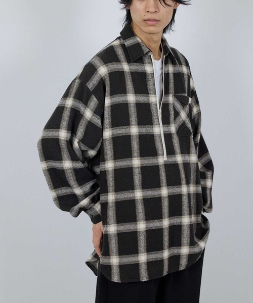 NAVY（ネイビー）の「nAvy ハーフZIPオンブレチェックネルシャツ（シャツ/ブラウス・メンズ・ブラウン/ブラック/ネイビー・XL/L/M/S）」の9枚目の写真