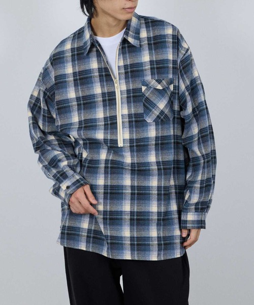 NAVY（ネイビー）の「nAvy ハーフZIPオンブレチェックネルシャツ（シャツ/ブラウス・メンズ・ブラウン/ブラック/ネイビー・XL/L/M/S）」の15枚目の写真
