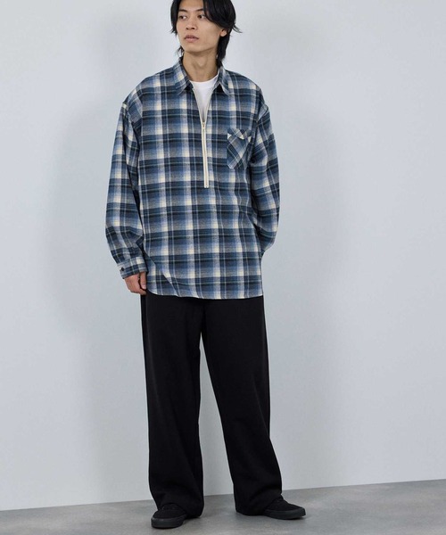 NAVY（ネイビー）の「nAvy ハーフZIPオンブレチェックネルシャツ（シャツ/ブラウス・メンズ・ブラウン/ブラック/ネイビー・XL/L/M/S）」の16枚目の写真