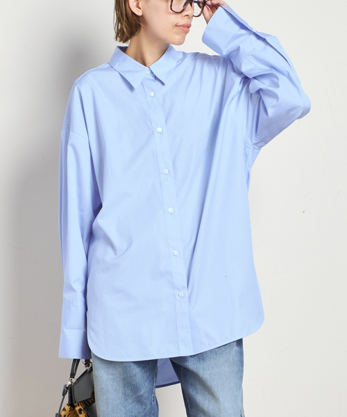 AP STUDIO（エーピーストゥディオ）の「スーピマコットンシャツ（シャツ/ブラウス・レディース・ホワイト/サックスブルー・FREE）」の2枚目の写真